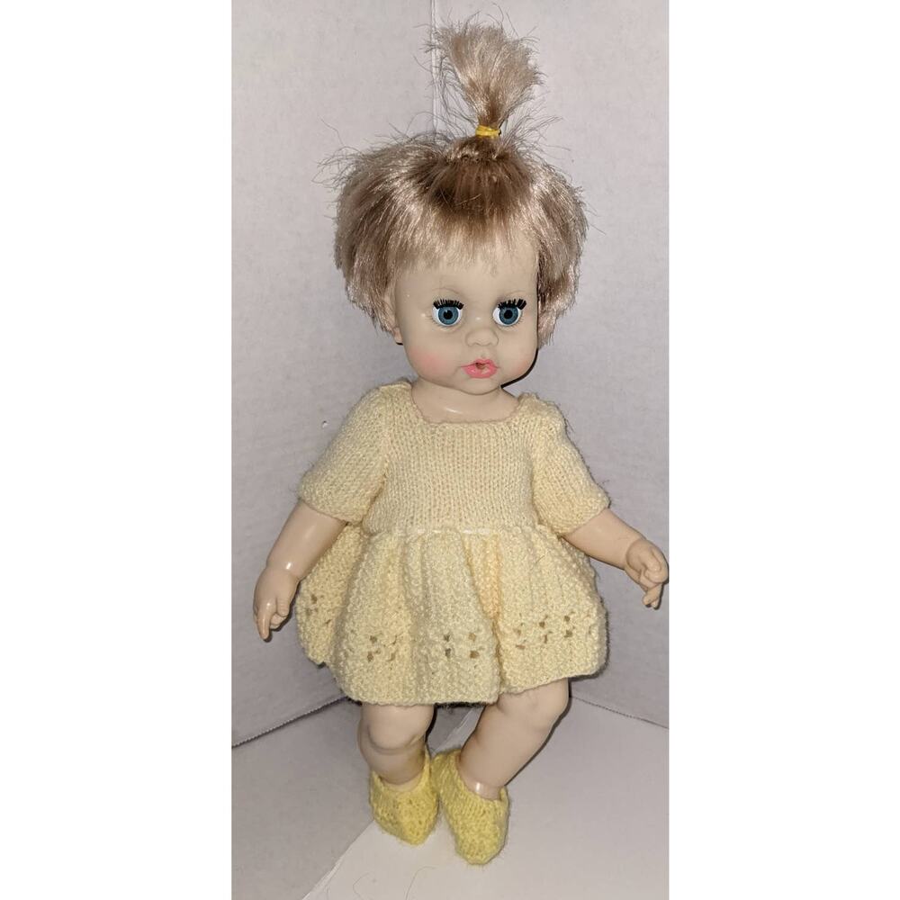 Vintage 1971 Ideal 14" Tiny Tears Doll Excellent Condition Knit Outfit Booties